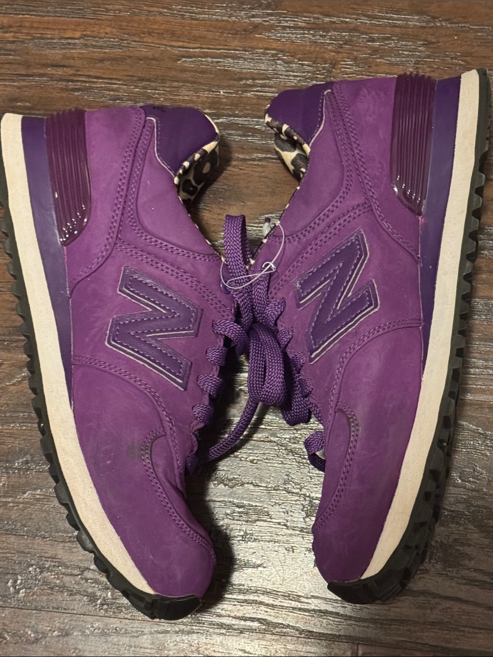 New Balance Purple Women's Athletic Sneakers with Leopard-Trim Collar - Picture 5 of 7